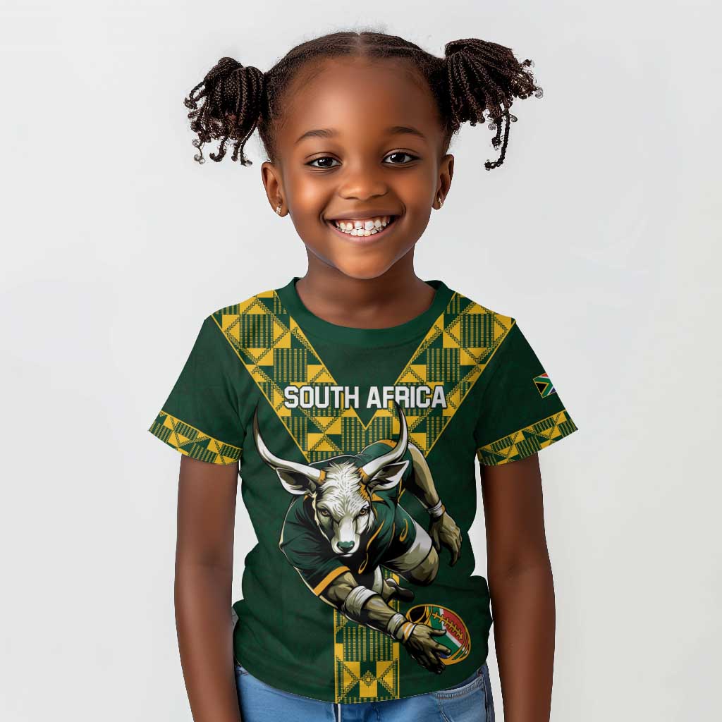 Custom South Africa 2024 Rugby Kid T shirt Go Springboks Protea Pattern