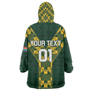 Custom South Africa 2024 Rugby KId Wearable Blanket Hoodie Go Springboks Protea Pattern