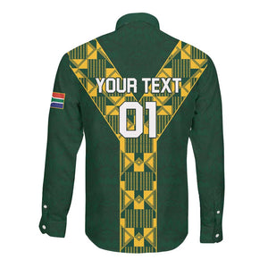 Custom South Africa 2024 Rugby Long Sleeve Button Shirt Go Springboks Protea Pattern