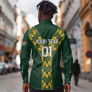 Custom South Africa 2024 Rugby Long Sleeve Button Shirt Go Springboks Protea Pattern