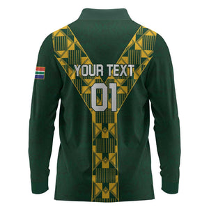 Custom South Africa 2024 Rugby Long Sleeve Polo Shirt Go Springboks Protea Pattern