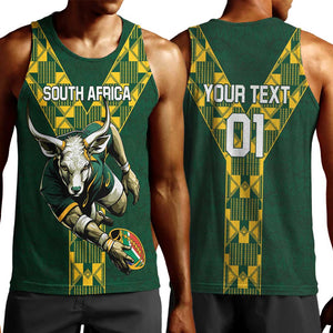 Custom South Africa 2024 Rugby Men Tank Top Go Springboks Protea Pattern