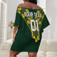 Custom South Africa 2024 Rugby Off Shoulder Short Dress Go Springboks Protea Pattern