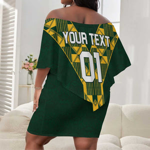 Custom South Africa 2024 Rugby Off Shoulder Short Dress Go Springboks Protea Pattern