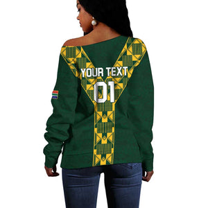 Custom South Africa 2024 Rugby Off Shoulder Sweater Go Springboks Protea Pattern