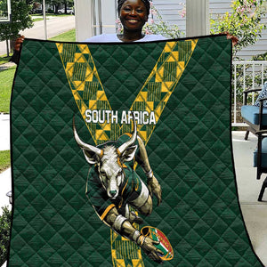 South Africa 2024 Rugby Quilt Go Springboks Protea Pattern