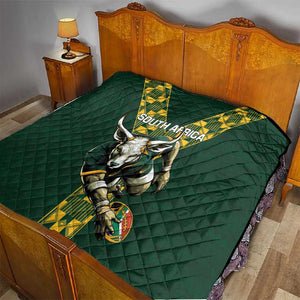 South Africa 2024 Rugby Quilt Go Springboks Protea Pattern