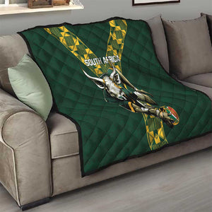 South Africa 2024 Rugby Quilt Go Springboks Protea Pattern