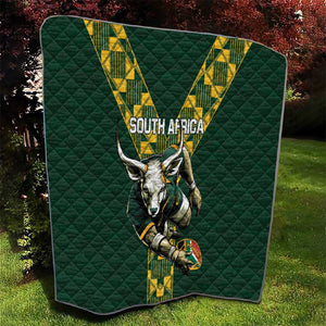 South Africa 2024 Rugby Quilt Go Springboks Protea Pattern