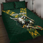 South Africa 2024 Rugby Quilt Bed Set Go Springboks Protea Pattern