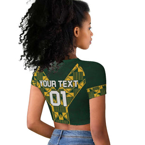 Custom South Africa 2024 Rugby Raglan Cropped T shirt Go Springboks Protea Pattern