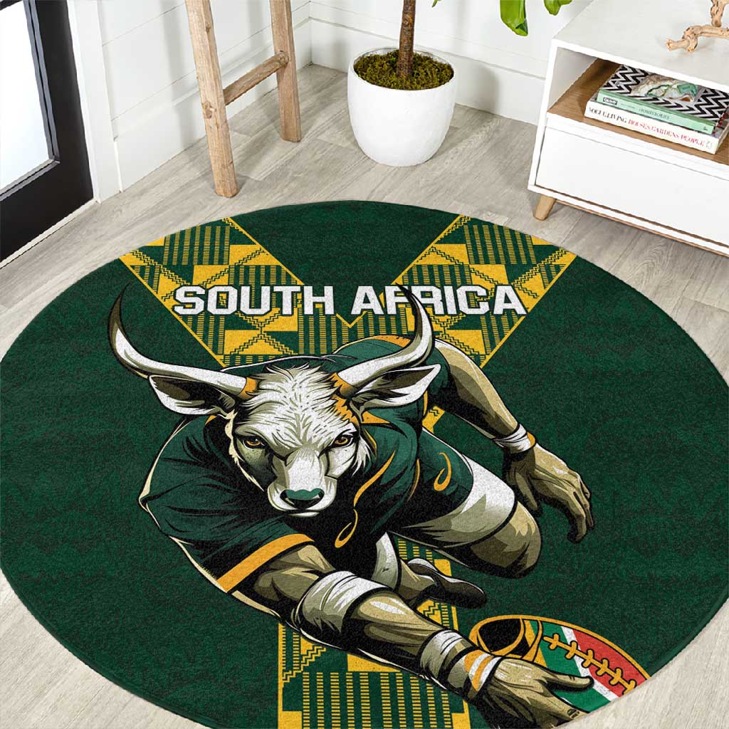 South Africa 2024 Rugby Round Carpet Go Springboks Protea Pattern