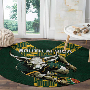 South Africa 2024 Rugby Round Carpet Go Springboks Protea Pattern