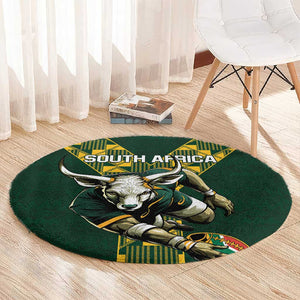 South Africa 2024 Rugby Round Carpet Go Springboks Protea Pattern