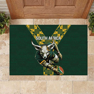 South Africa 2024 Rugby Rubber Doormat Go Springboks Protea Pattern