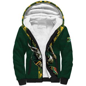 Custom South Africa 2024 Rugby Sherpa Hoodie Go Springboks Protea Pattern