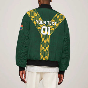 Custom South Africa 2024 Rugby Sleeve Zip Bomber Jacket Go Springboks Protea Pattern