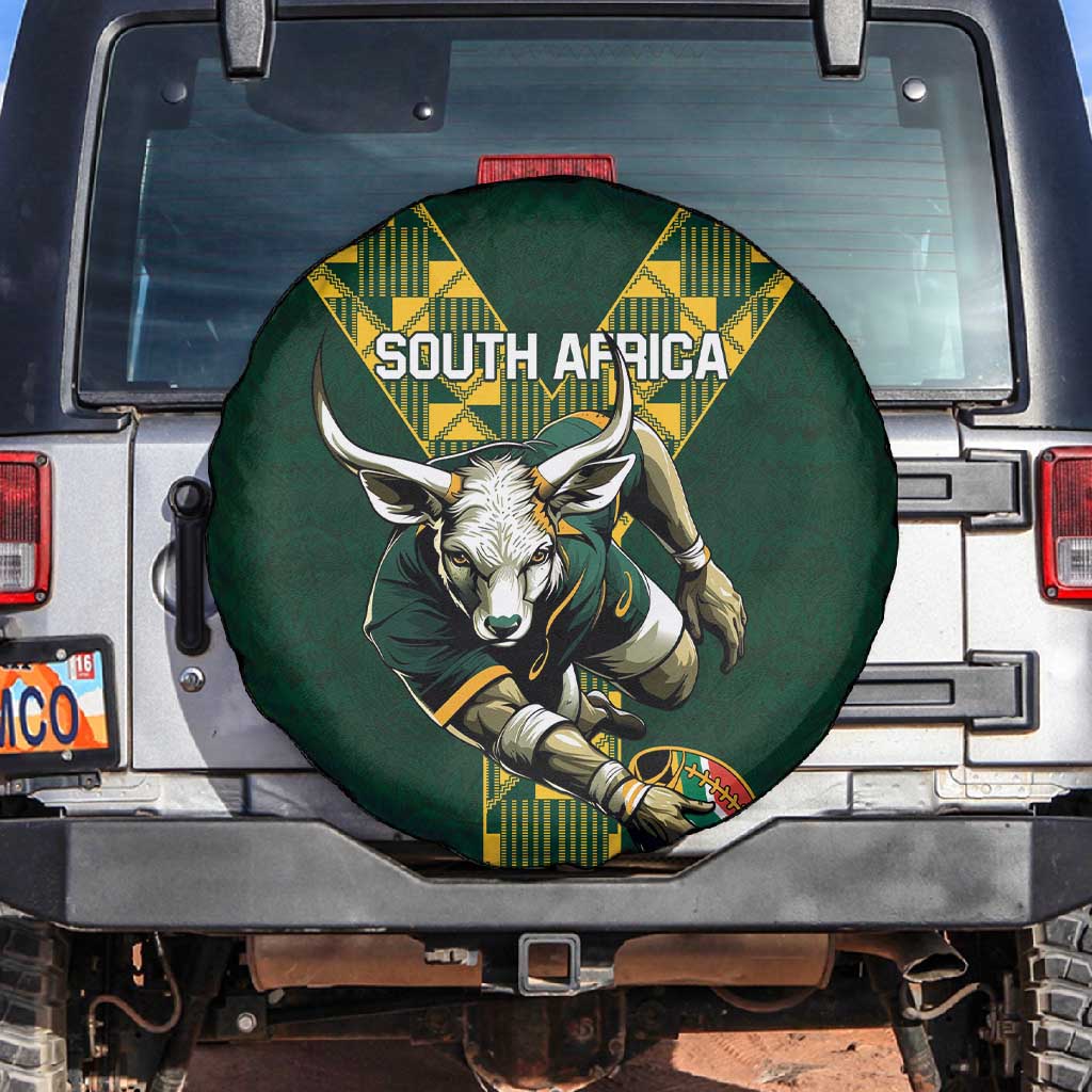 South Africa 2024 Rugby Spare Tire Cover Go Springboks Protea Pattern