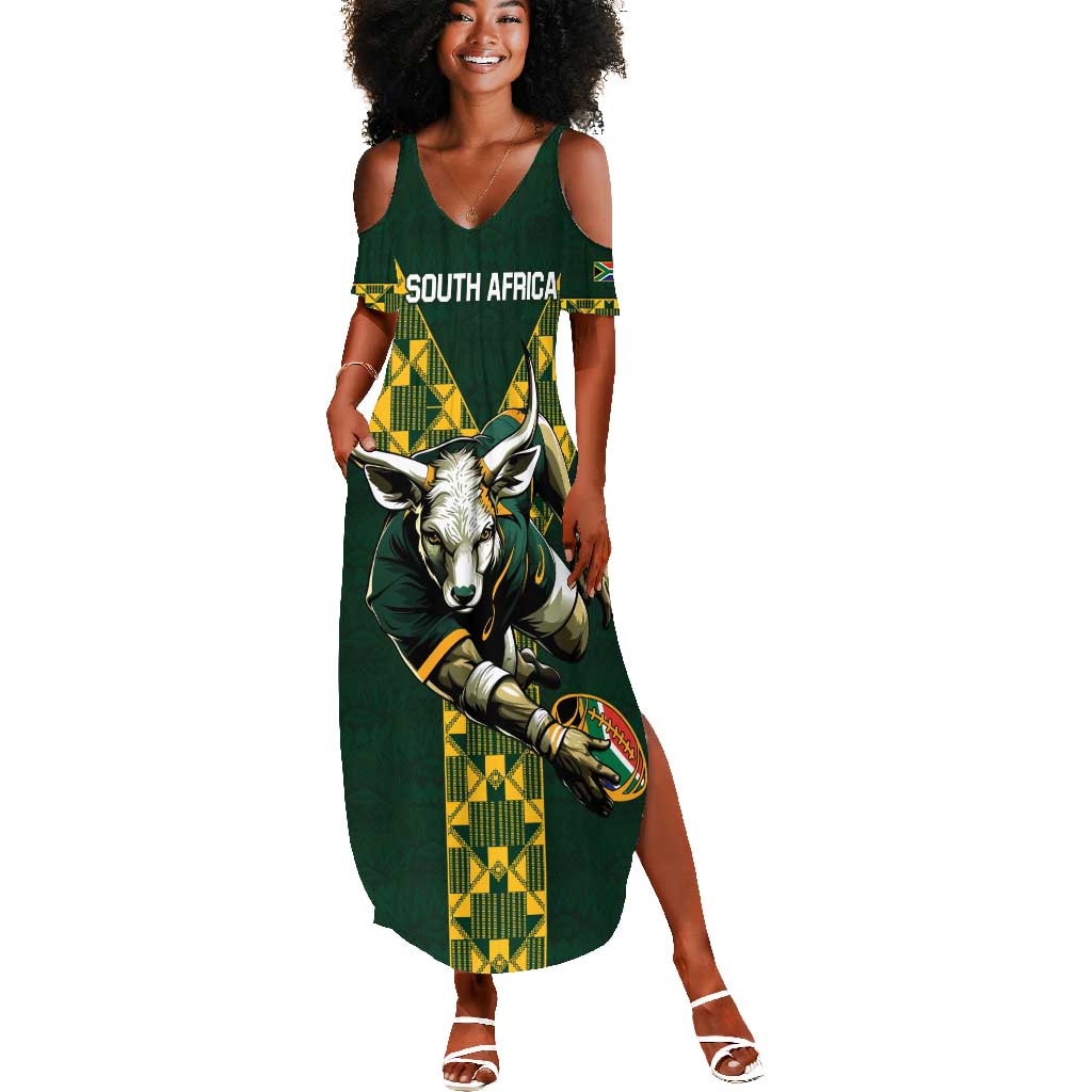 Custom South Africa 2024 Rugby Summer Maxi Dress Go Springboks Protea Pattern