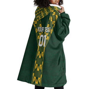 Custom South Africa 2024 Rugby Wearable Blanket Hoodie Go Springboks Protea Pattern