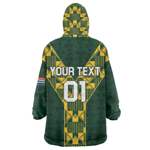 Custom South Africa 2024 Rugby Wearable Blanket Hoodie Go Springboks Protea Pattern