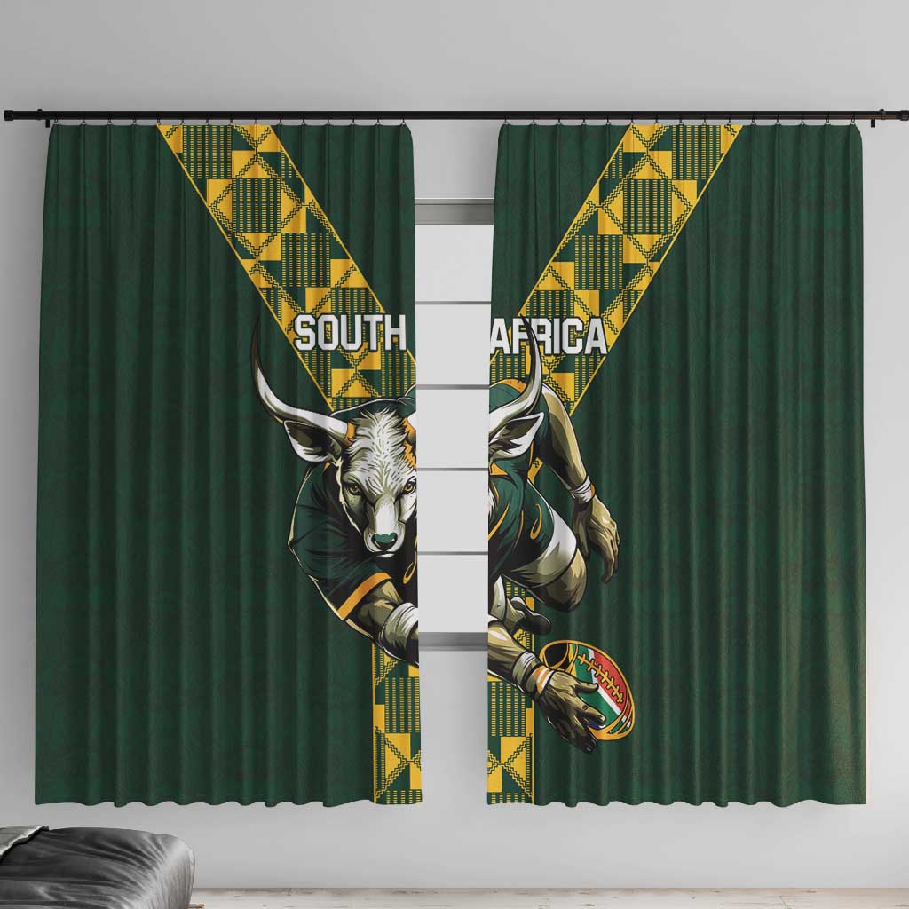 South Africa 2024 Rugby Window Curtain Go Springboks Protea Pattern