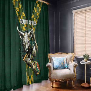 South Africa 2024 Rugby Window Curtain Go Springboks Protea Pattern