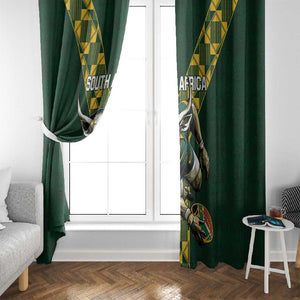 South Africa 2024 Rugby Window Curtain Go Springboks Protea Pattern