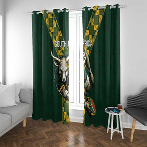 South Africa 2024 Rugby Window Curtain Go Springboks Protea Pattern