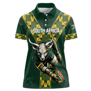 Custom South Africa 2024 Rugby Women Polo Shirt Go Springboks Protea Pattern