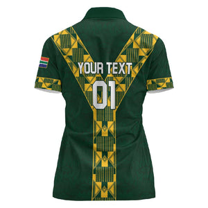 Custom South Africa 2024 Rugby Women Polo Shirt Go Springboks Protea Pattern