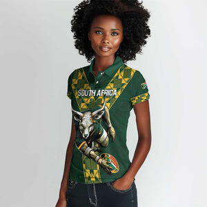 Custom South Africa 2024 Rugby Women Polo Shirt Go Springboks Protea Pattern