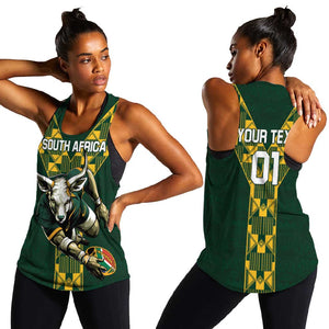 Custom South Africa 2024 Rugby Women Racerback Tank Go Springboks Protea Pattern