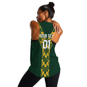 Custom South Africa 2024 Rugby Women Racerback Tank Go Springboks Protea Pattern