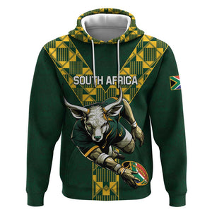 Custom South Africa 2024 Rugby Zip Hoodie Go Springboks Protea Pattern