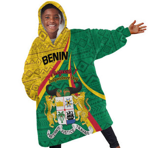 Personalized Benin Independence Day 1960 KId Wearable Blanket Hoodie Fraternite Justice Travail