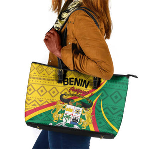 Benin Independence Day 1960 Leather Tote Bag Fraternite Justice Travail