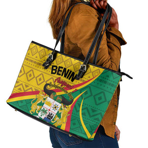 Benin Independence Day 1960 Leather Tote Bag Fraternite Justice Travail