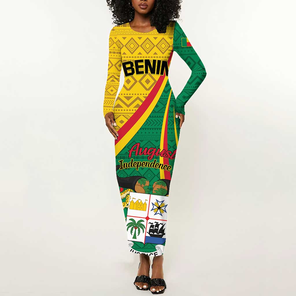 Personalized Benin Independence Day 1960 Long Sleeve Bodycon Dress Fraternite Justice Travail