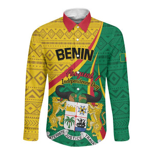 Personalized Benin Independence Day 1960 Long Sleeve Button Shirt Fraternite Justice Travail