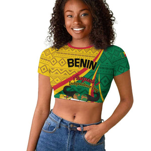 Personalized Benin Independence Day 1960 Raglan Cropped T shirt Fraternite Justice Travail