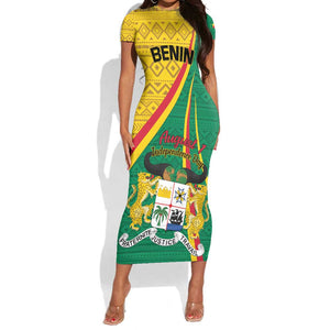 Personalized Benin Independence Day 1960 Short Sleeve Bodycon Dress Fraternite Justice Travail