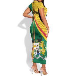 Personalized Benin Independence Day 1960 Short Sleeve Bodycon Dress Fraternite Justice Travail