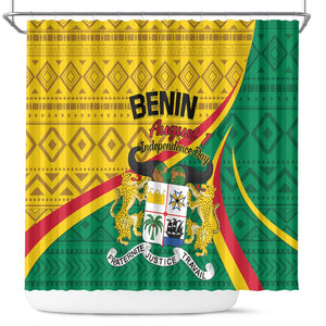 Benin Independence Day 1960 Shower Curtain Fraternite Justice Travail