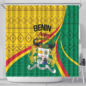 Benin Independence Day 1960 Shower Curtain Fraternite Justice Travail