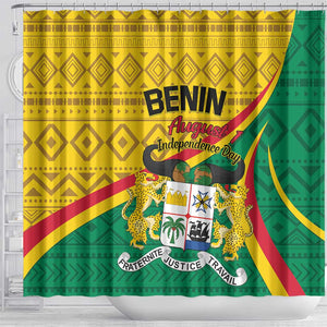 Benin Independence Day 1960 Shower Curtain Fraternite Justice Travail