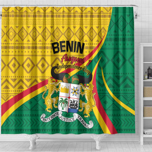 Benin Independence Day 1960 Shower Curtain Fraternite Justice Travail