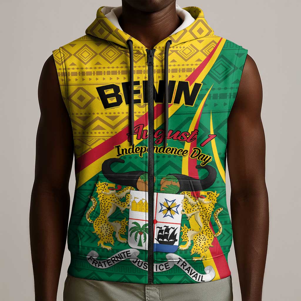 Personalized Benin Independence Day 1960 Sleeveless Zip Hoodie Fraternite Justice Travail - African Pride