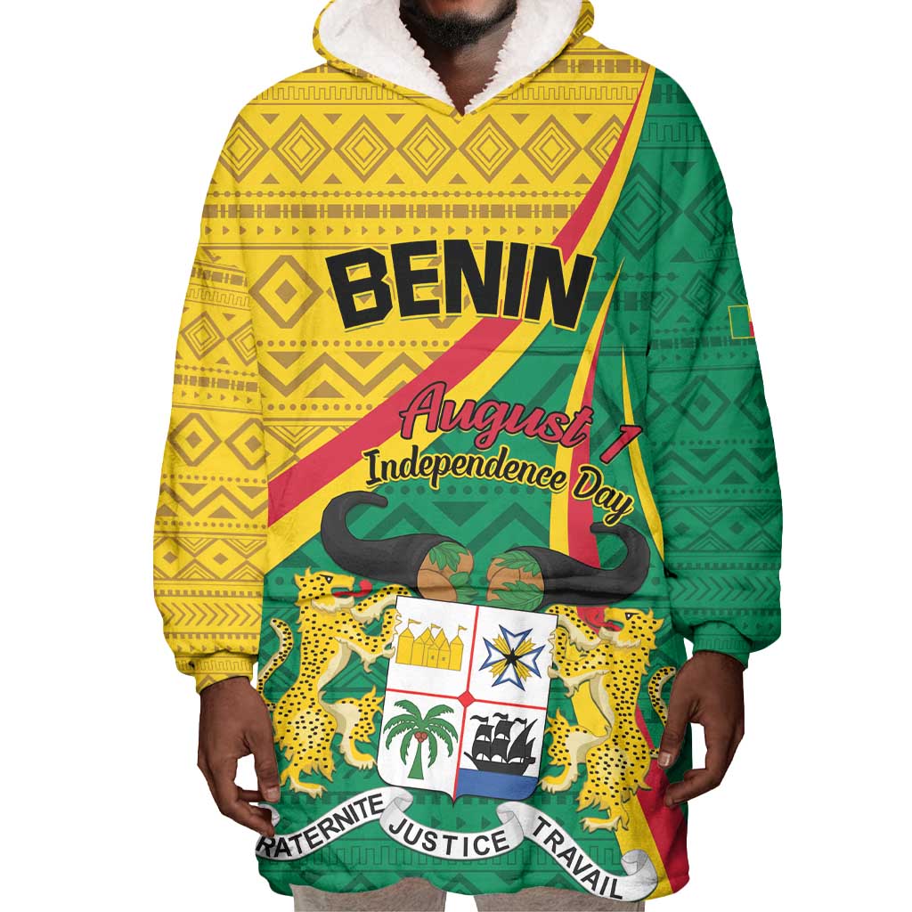 Personalized Benin Independence Day 1960 Wearable Blanket Hoodie Fraternite Justice Travail