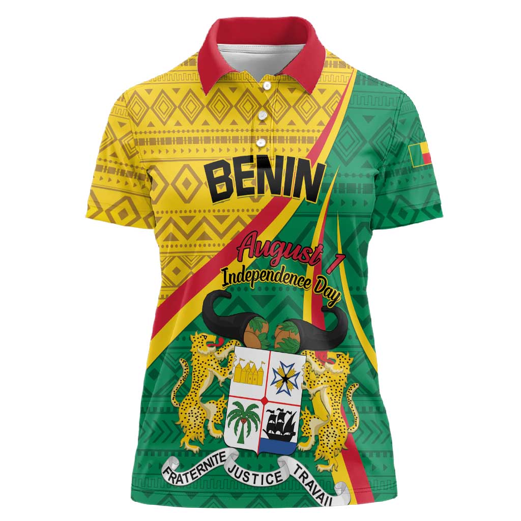 Personalized Benin Independence Day 1960 Women Polo Shirt Fraternite Justice Travail